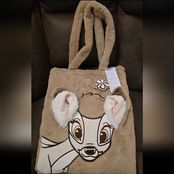 Disney Parks Exclusive Fuzzy Bambi Tote NWT - Picture 1 of 3